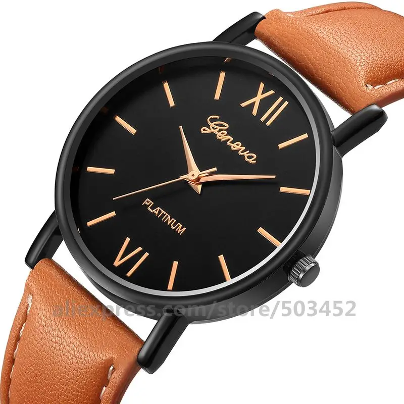 100 шт/партия Geneva 614 часы заводская цена часы ремешок PU кожаный ремень Стад весы Montre Homme кварцевые часы для мужчин и женщин