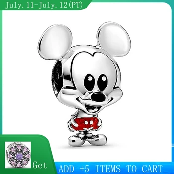

2020 Spring New 925 Sterling Silver Beads Cartoon Mouse Red Trousers Charms fit Original Pandora Bracelets Women DIY Jewelry