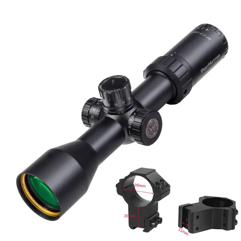 WESTHUNTER WT-F 3-12X44FFP Компактный Тактический прицел первый фокальный самолет стрельба прицелы стекло травление Сетка Охота Воздушный прицел - Цвет: High 11mm Rings