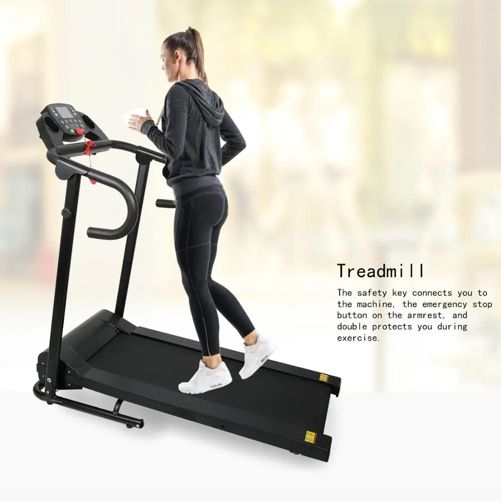 

Compact Folding Treadmill 1100W Running Jogging Machine for Home with LCD Display Pad Holder
