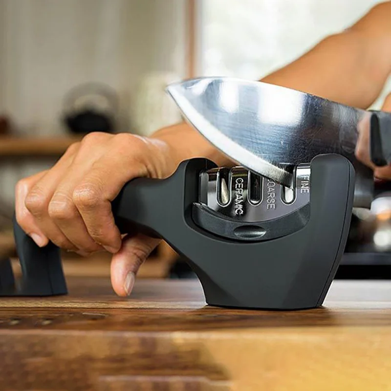 3 слота 3 ступени точилка для ножей Алмазная быстрая Профессиональная кухонная точильная каменная шлифовальная машина точилка для ножей лезвия для инструментов
