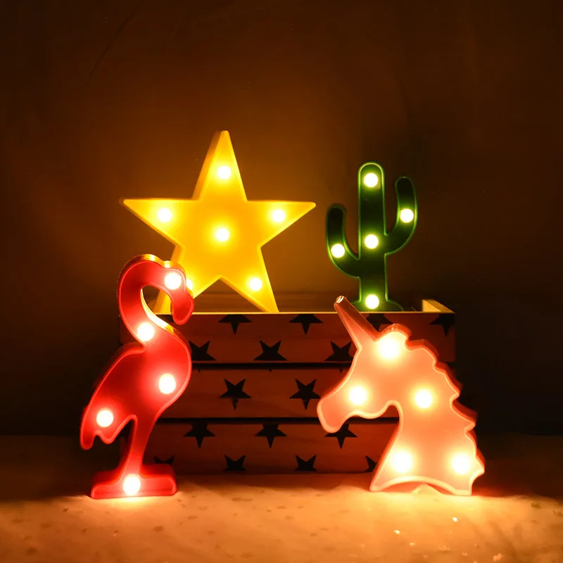 1pcs Mini 3D Table Lamp Unicorn/Flamingo/Cactus/Pineapple/Cloud/Star Night Light For Kids Bedroom Decoration Cute Birthday Gift