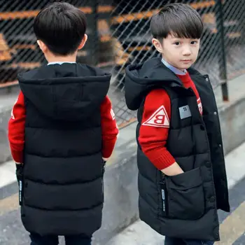 

2020 New Winter Kids Vest Girls Boys Waistcoat Warm Hooded Coat Teens Sleeveless Jacket Cotton Baby Girls Clothes Casual Outwear