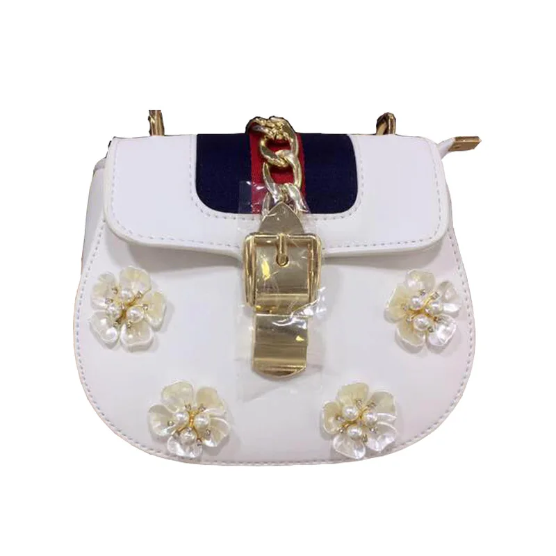

Fashion White Handbag Collocation Pearl Stereo Flower Fashion Aesthetic Generous Casual Versitile Shoulder