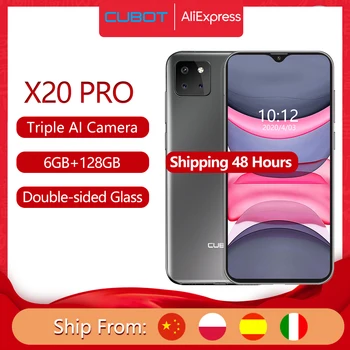 Перейти на Алиэкспресс и купить Cubot X20 Pro 6 ГБ + 128 ГБ Смартфон Sony AI Тройная камера 12MP+20MP+8MP 6,3 дюймFHD + 2340*1080P экран капли воды Google Android 9,0 Лицо ID Face ID Телефон Cellura Процессор Helio P60 4000 мАч Б...