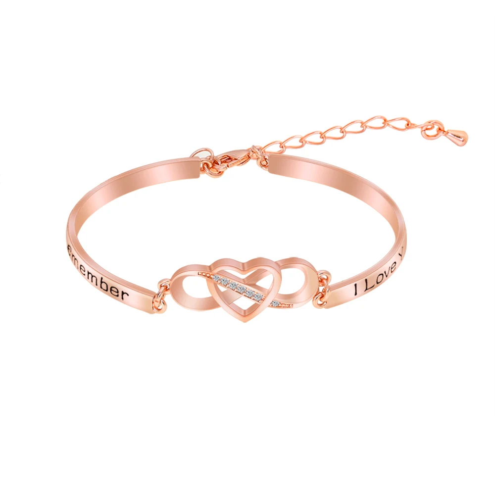 MaiLun Infinity love Bracelet Engraved Remember I Love You MOM - Main Image