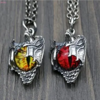 

silver S925 pure silver Cat's eye glass crystal bat Pendant Men's Retro punk Silver Magic Eye Pendant for men thai silver