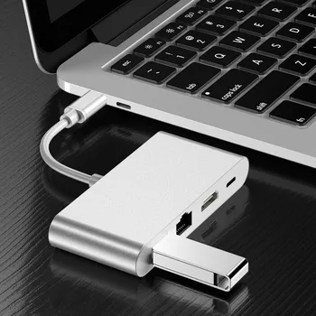

Basix Usb C HUB USB-C To HDMI 4K+Gigabit Ethernet (RJ45 Port)+USB 3.0 Type C Hub Adapter USB-C Splitter for Macbook Pro Usb Hub