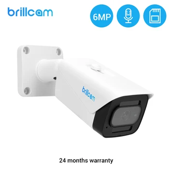 

Brillcam 6MP UHD IR Bullet IP Camera with 2.8mm Len PoE IP67 Weatherproof AI SD Recording Built in Microphone Security Home