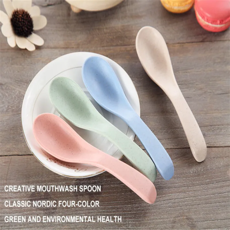 4pcs/set Korean Style Wheat Straw Spoon Kitchen Cooking Utensil Tools Soup Spoon Eco friendly Tableware Kitchen Accessories