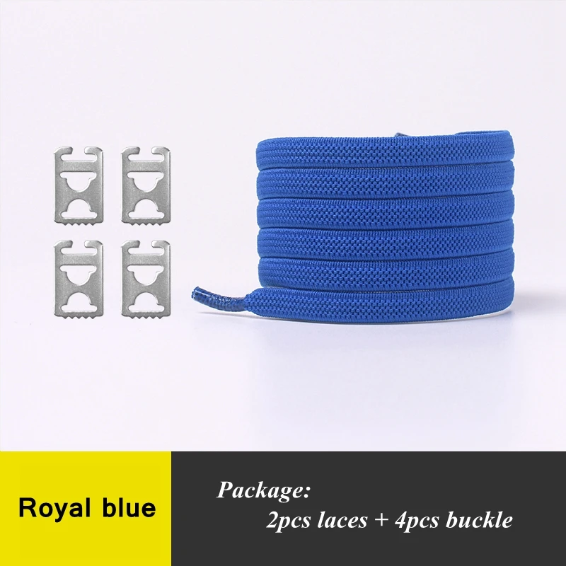1 пара, 24 цвета, шнурки без галстука, эластичные шнурки для детей и взрослых, быстросохнущие шнурки на плоской подошве, резиновые кроссовки, шнурки для бега - Цвет: Royal blue