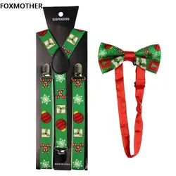 FOXMOTHER 2,5 см Широкий Рождественский подтяжки галстук бабочка набор для женщин и мужчин