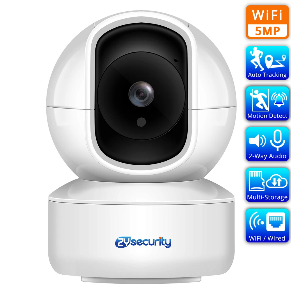 5MP Home Security IP Camera Auto Tracking Humanoid Detect Audible Alarm Wireless Speed Dome PTZ Video Surveillance Mini Camera