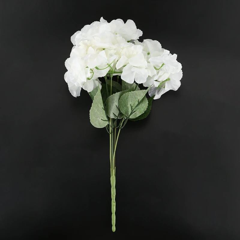 Artificial Hydrangea Flower 5 Big Heads Bouquet(Diameter 7" each head) Creamy white