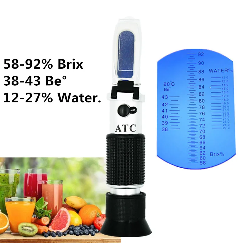 Hand Held Brix Honey Refractometer Brix 58 92 Rhb 90 Atc For Jam Syrup Controlling Concentrations With Atc 45 Off Refractometer Brix Refractometer Ndhoney Refractometer Aliexpress