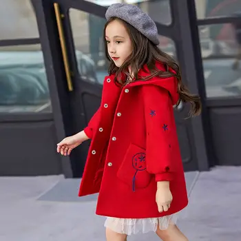 

Autumn and Winter Girls Woolen Coat 2020 New Long Style Autumn and Winter Fashion Children Woolen Coat Girls Thick Jacket 2-13T