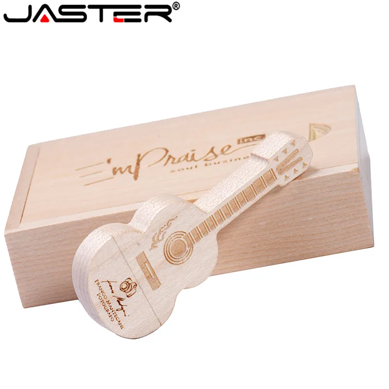 Usb флеш накопитель JASTER 4 64 Гб с деревянной бамбуковой гитарой и логотипом в