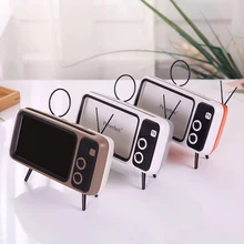 3 в 1 беспроводной Ретро ТВ держатель Мини Портативный Bluetooth бас динамик держатель мобильного телефона Подставка динамик Ретро музыкальный плеер подарок