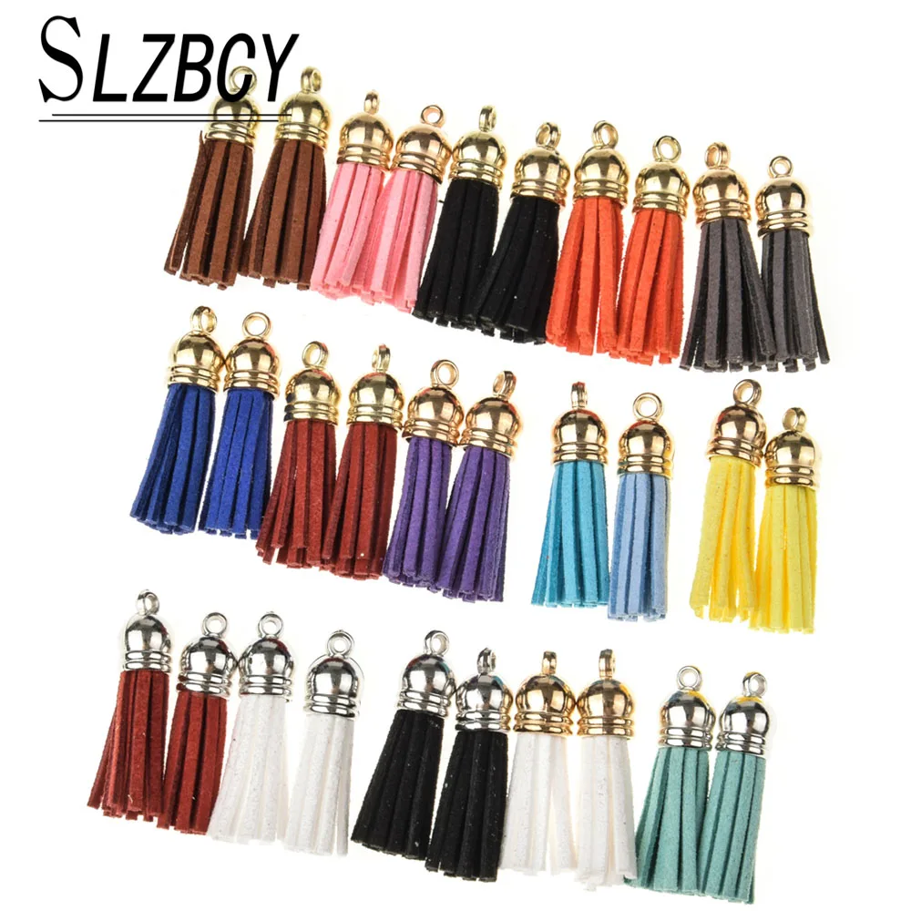 

10 pcs/set Colorful Korea Velvet Small Tassel For Bracelet Necklace Charm Jewelry Making Golden Alloy DIY Accessory Finding Gift