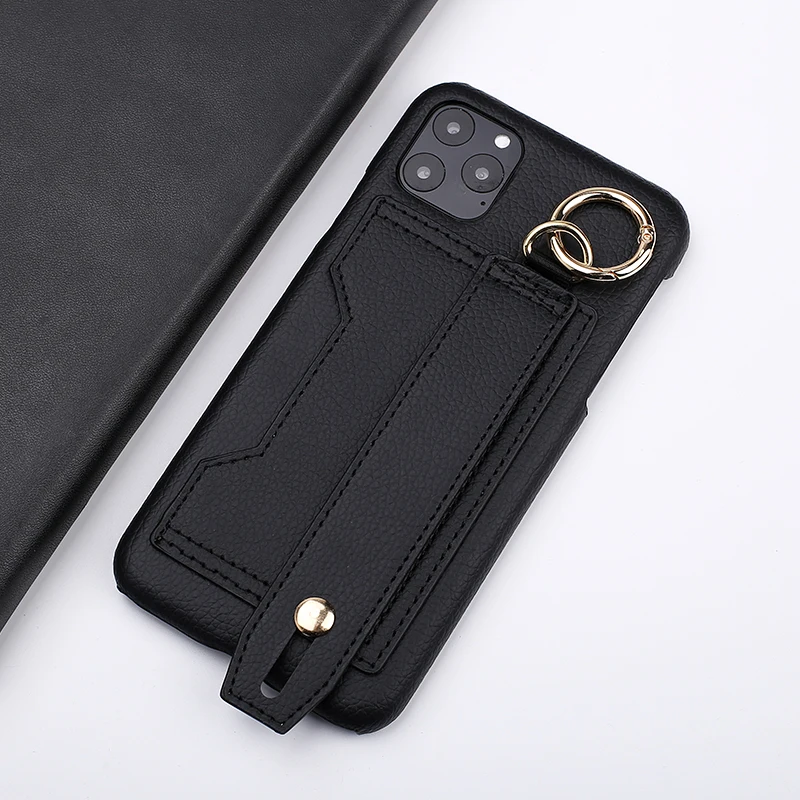 Держатель для карт ремешок из искусственной кожи чехол для iPhone XR 11 Pro Max XS 7 Plus 8 6 6S X Xs Max простой стенд держатель задняя крышка Carcasa