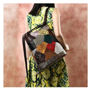 

2020 New Female Bag Head Layer Cowhide Ladies Diagonal Bag Contrast Color Leather Shoulder Bag