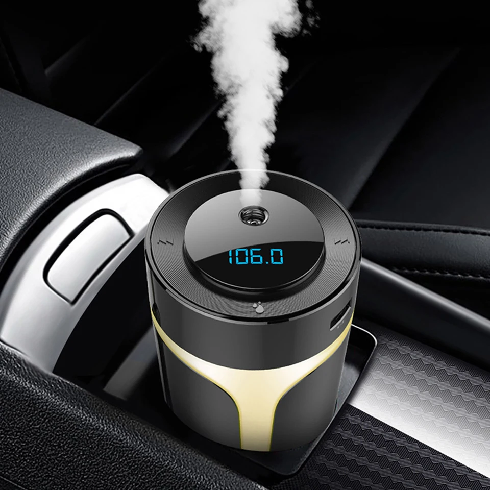 Car Air Humidifier Freshener Usb Car Charger Led Display Bluetooth 5