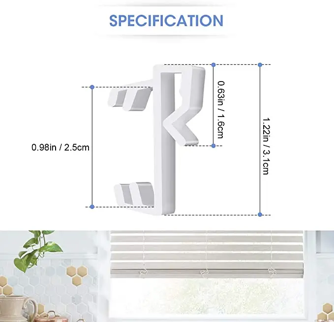 White Valance Retainer Extension Clips - 6-Pack For Horizontal Wood & Mini Blinds - Single Slat Metal/Plastic Channel
