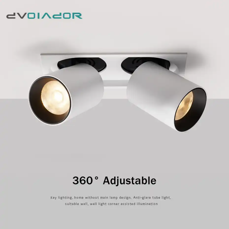 foco led de doble cabezal lampara de techo empotrada 24w 20w 14w sala de estar nordico simple ajustable y giratorio cree cob downlight