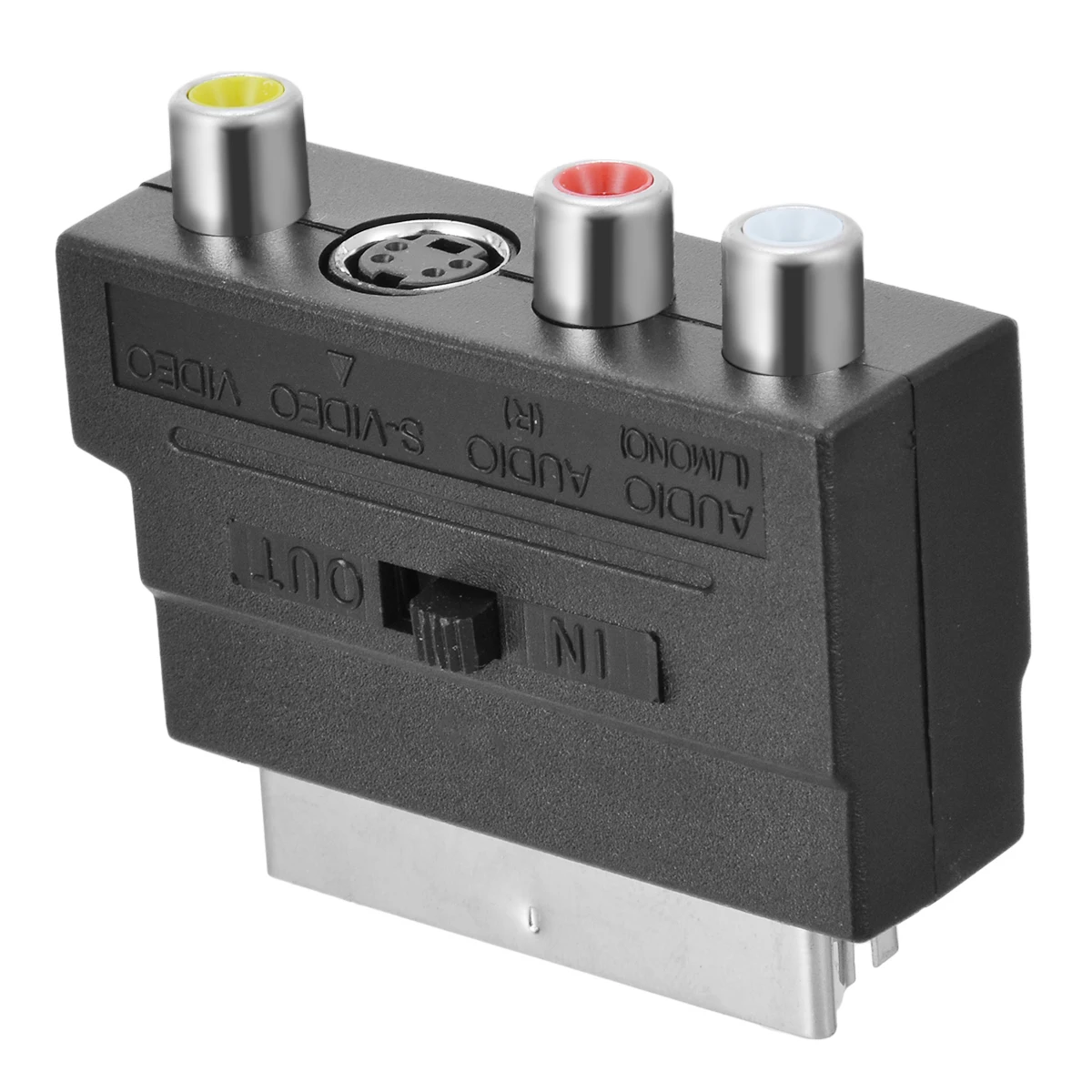 Newest Scart To RCA Adapter Black RGB Scart To Composite Phono 3RCA S-Video AV TV Audio Adapters Converter 6x5x2.3cm