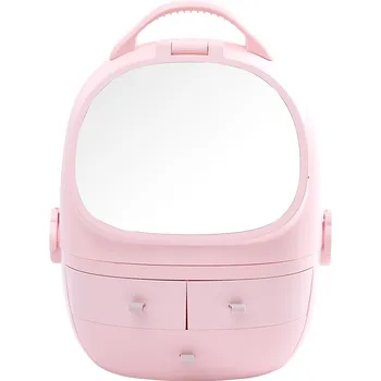 

Cosmetic storage box large portable dustproof waterproof makeup box with mirror makeup box desktop drawer storage lighting jewel