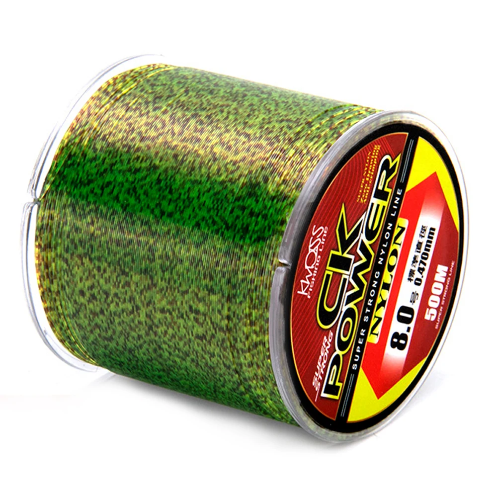 thumbnail image 1 of Línea de pesca con manchas doradas/verdes/azules de 500m, monofilamento Invisible biónico, línea recubierta de fluorocarbono con motas de nailon, línea de pesca para carpa, 1 of 5