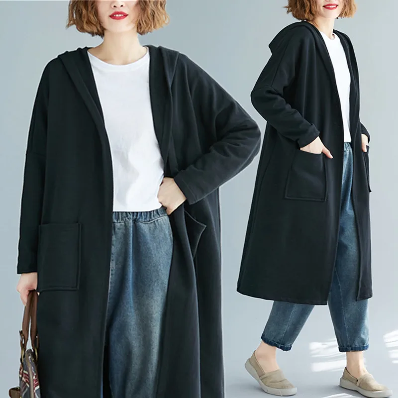 

BIG SIZE 4XL Autumn Women Fashion Elegant Solid Color Waistcoat Ladies Female Plus Large Long Cotton Thick Trench Outerwear Coat
