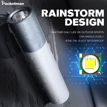 

8000LM portable LED flashlight waterproof flashlight USB rechargeable flashlight flashlight, built-in battery