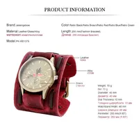 Men's Watches Punk Retro Decorative Wide Strap Watch Male Reloj Clock Leather Bracelet Quartz Military Man WristWatch 2