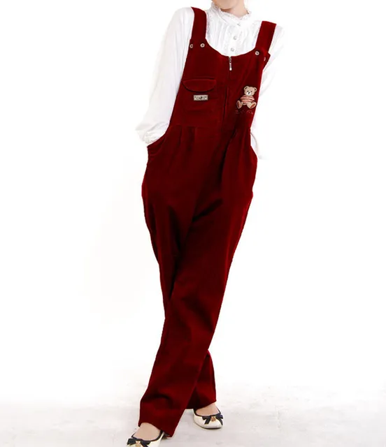 dark red overalls