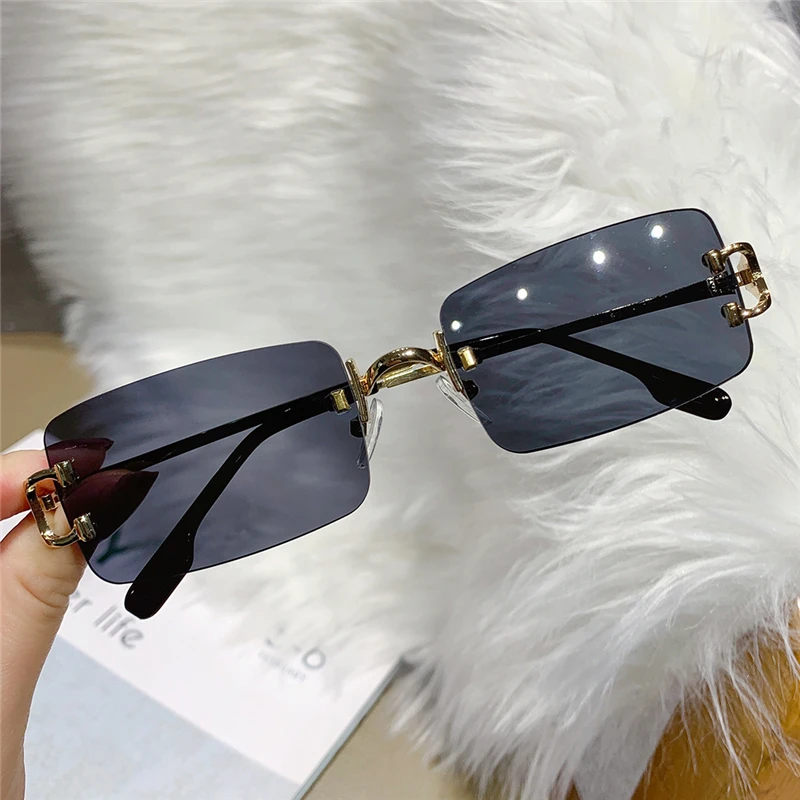 2021 Metal Semi-rimless Sunglasses Women Retro Oversized Square Sun Glasses  Men Fashion Half Metal Frame Streetwear Eyewear - AliExpress