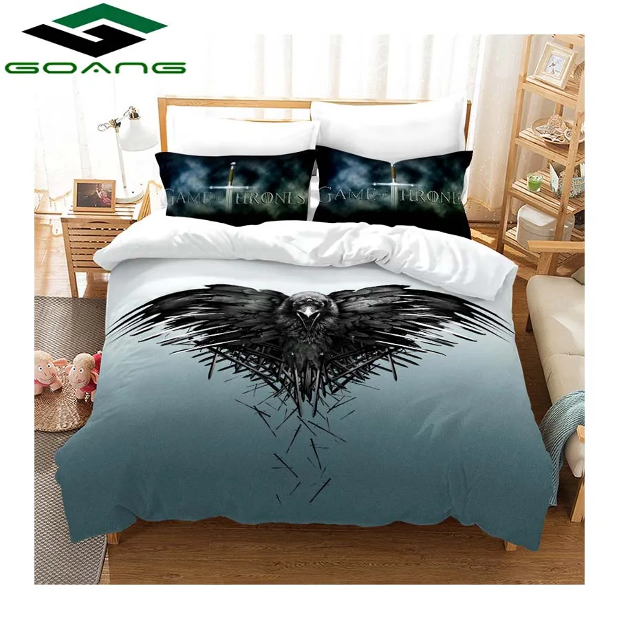 

GOANG luxury bedding 3d digital printing Black owl bed sheet duvet cover and pillowcase bedding sets home textiles Hot sales