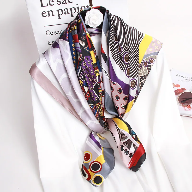 multicolore BCVBFGCXVB Mini sciarpa di seta quadrata di moda sciarpa di pura seta femminile foulard con stampa foulard scialle fiore grande regalo da donna 