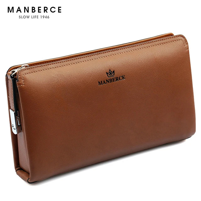 

MANBERCE 2019 New High-end Men's Hand Bag Head Layer Cowhide Hand Bag Business Leather Long Magnetic Buckle Wallet Free Shipping