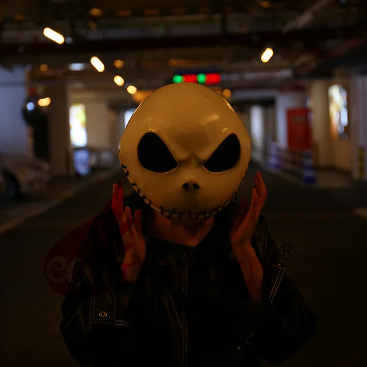 Costumebuy Кошмар перед Рождеством Косплей Джек Скеллингтон костюм бутафорская маска шлем с черепом вечерние аксессуары для Хэллоуина
