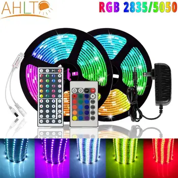 

LED Strip 5050 2835 RGB Not Waterproof Light Flexible Ribbon Stripe DC12V Diode Tape IR Controller Adapter Christmas Neon Cord