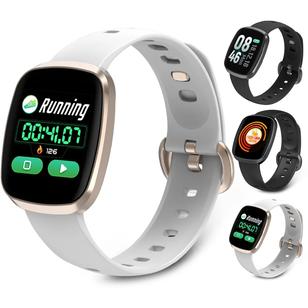 

2020 Smart Watch Blood Pressure Fitness Tracker Sleep Monitor Music Control Color Screen Watch for Women Men Watches Silicone