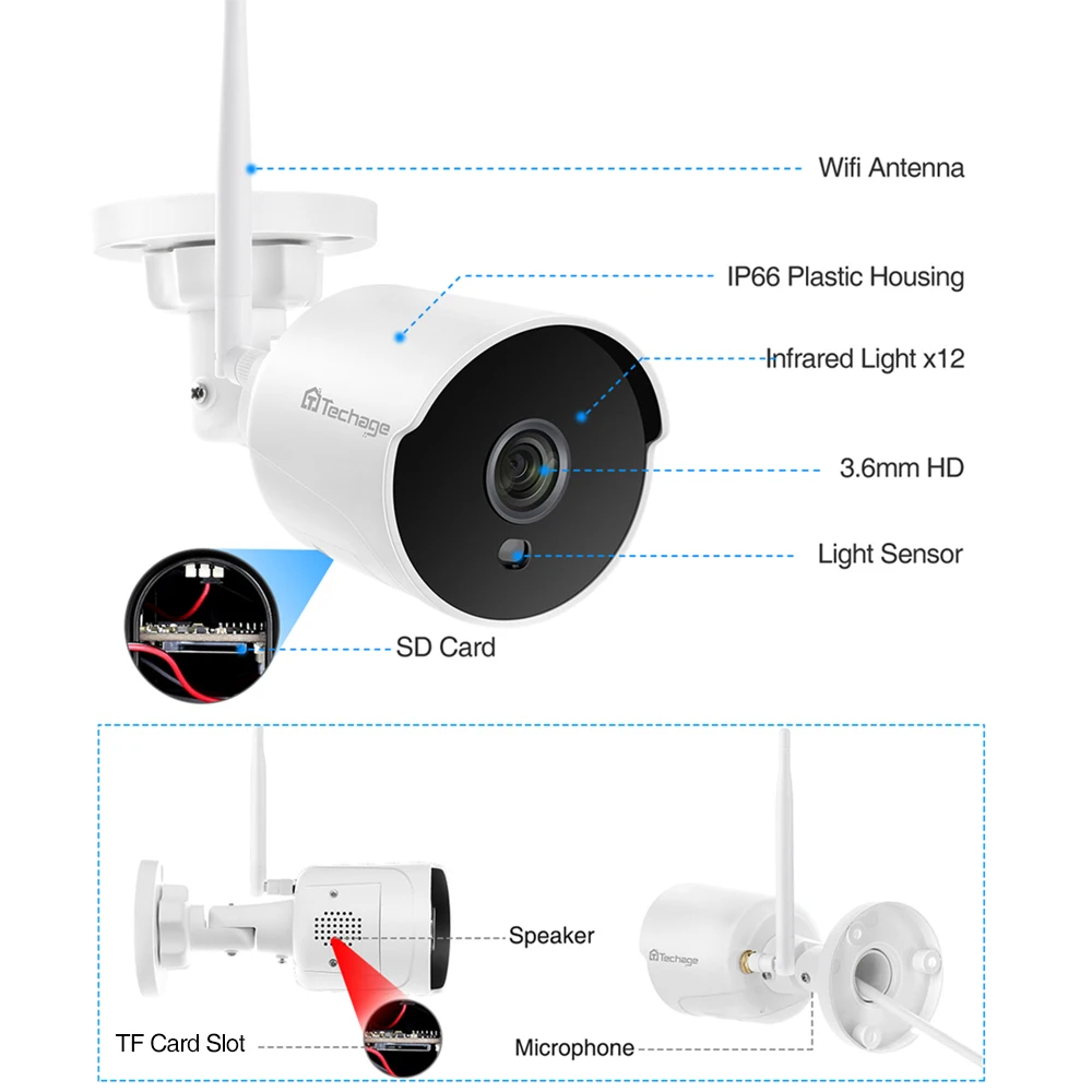 Techage Full HD 1080P WiFi IP камера 2 мегапиксельная беспроводная видеонаблюдения