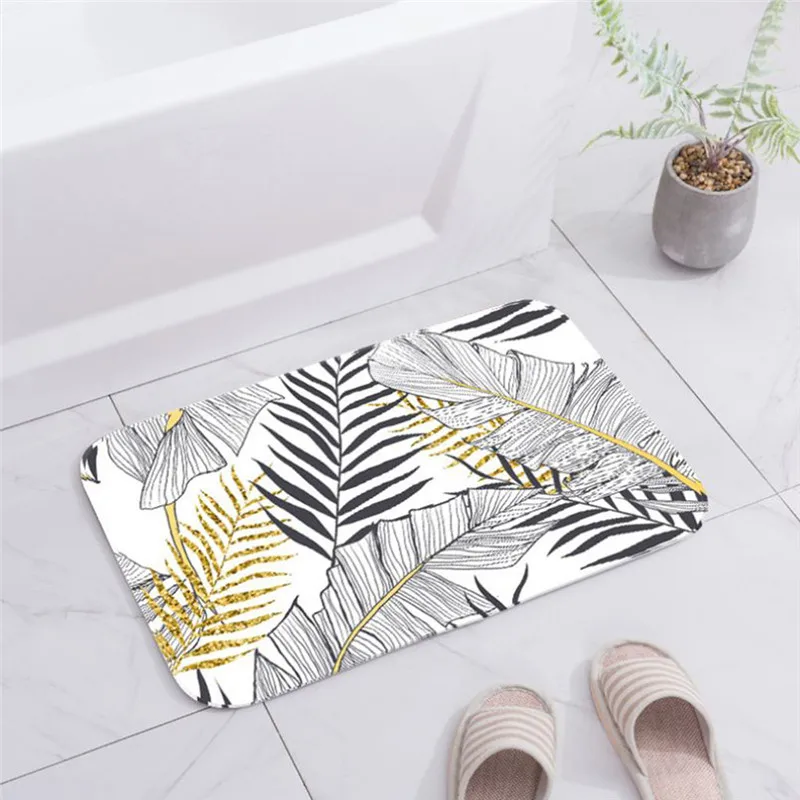 

Tropical Plant leaves Pattern Polyester Bathroom Kitchen Carpet 40x60cm Bathroom Kitchen Carpet Bathroom Carpet Bath Mat @C