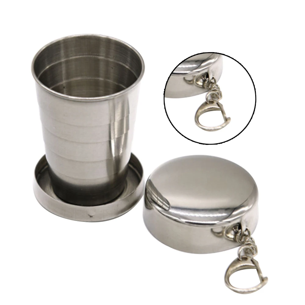 75ml Stainless Steel Folding Retractable Cup Mini Coffee Ice Beer Cocktail Wine blackjack cup with Lid