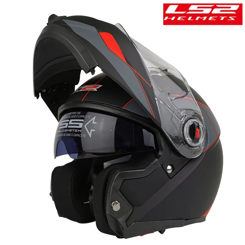 LS2 FF370 Flip Up Motorcycle Helmet Full Face Dual Lens Visor Man Woman Helmet capacetes de motociclista ECE Certification