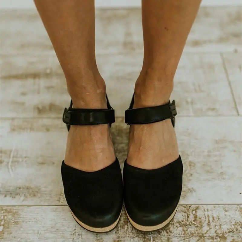 

Женские однотонные сандалии. Новые летние повседневные сандалии Baotou с пряжкой и плоской подошвой в европейском и американском стиле 2021