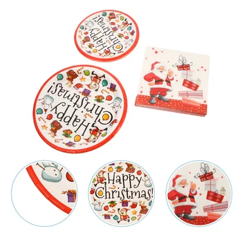 

1 Set Paper Plate Christmas Plates Party Tissue Dinnerware Set Party Supplies