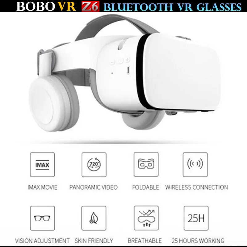 BOBOVR Z6 Bluetooth 3D Glasses Virtual Reality Helmet VR Cardboard Stereo Mic Headset Helmet for 4.7-6.5" Smartphone+Joystick