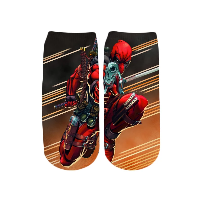 PLstar Cosmos новые 3D печатные Marvel супергерой смешной Дэдпул хлопковые короткие носки для женщин женские harajuku корейский носок - Цвет: color as the picture